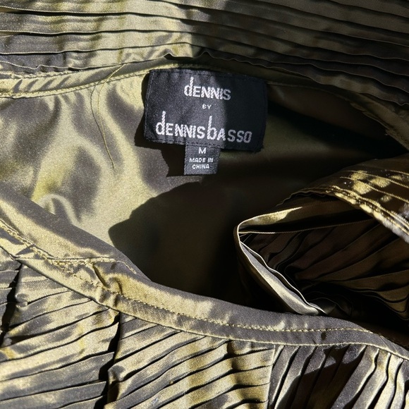 Dennis Basso Olive Green Pleated dress jacket - Picture 3 of 13